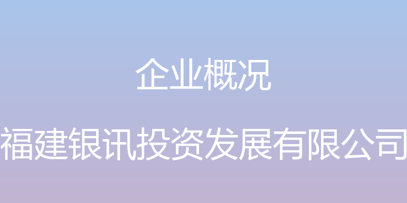 企业概况 - 福建银讯投资发展有限公司